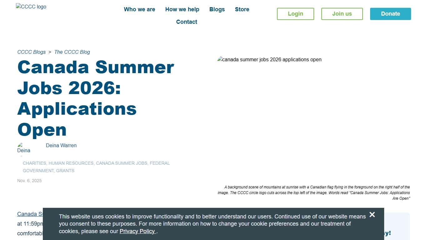 Canada Summer Jobs 2026: Applications Open - CCCC Blogs